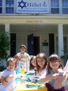 A party outside the second Hillel House, used 1999-2009. 