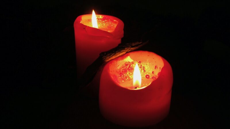 Two lit candles